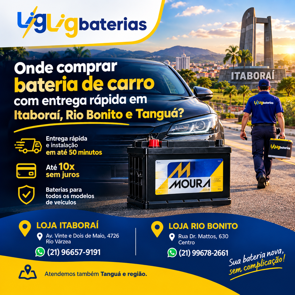 🚗⚡ Onde comprar bateria de carro com entrega rápida em Itaboraí, Rio Bonito e Tanguá?